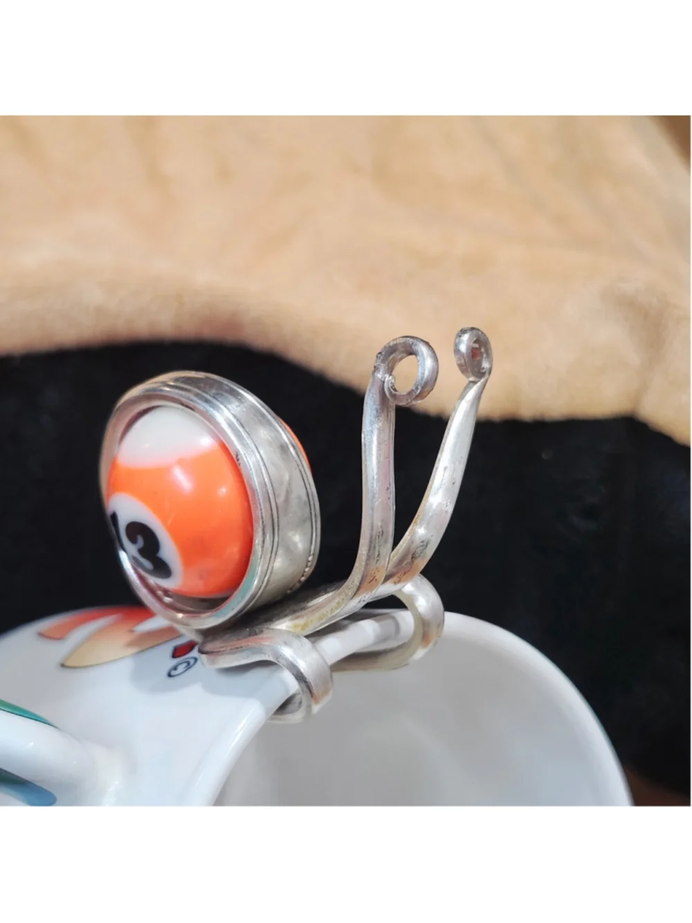 #13 mini billiard Ball Fork Snail garden home decor
